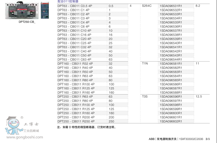 ABBpԴԄ(dng)D(zhun)Q_P(gun)DPT63-CB010 C0.5 2P